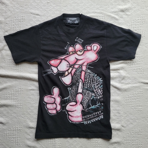 Dom Rebel Pink Panther Leather Jacket Graphic Cotton Unisex Minou Box T-Shirt - Picture 2 of 9